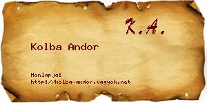 Kolba Andor névjegykártya